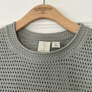 ⭐️NWT!⭐️Joie Sage Green Crochet Knit Cotton Sweater Top Sz Lg with MEASUREMENTS